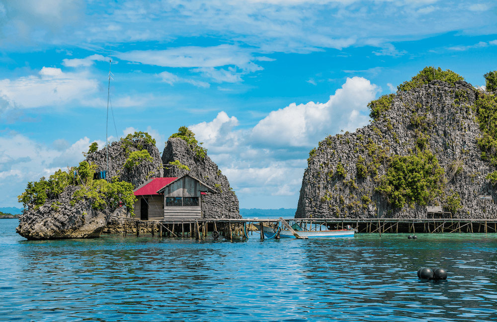 indonesia misool hut near islands
