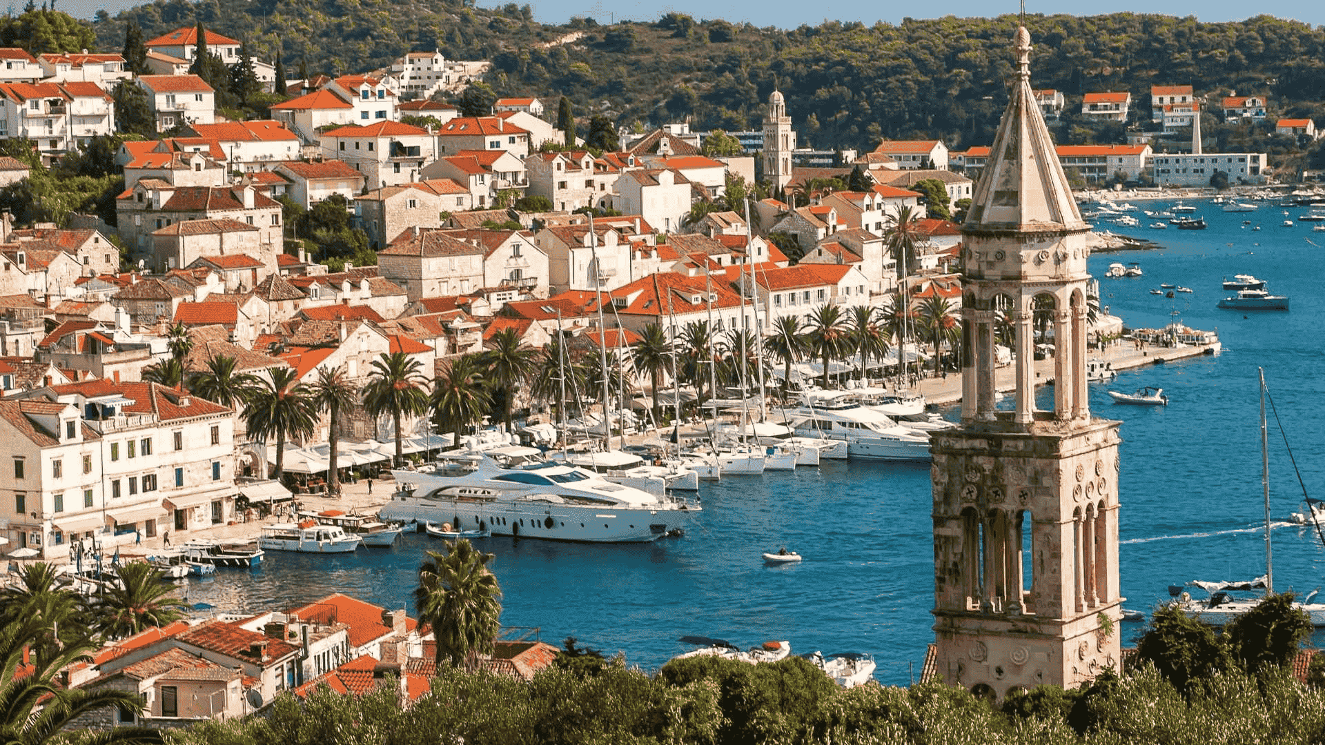 nice city hvar island in croatia tower town